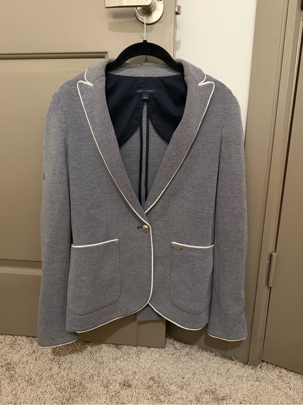 Tommy Hilfiger Gray Blazer with White Piping